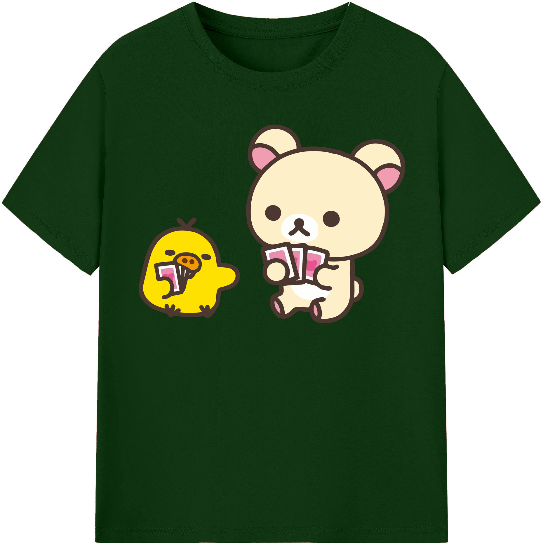 （画像用） リラックマ リラックマ キイロイトリ Rilakkuma Korilakkuma Kiiroitori 綿100％半袖Tシャツ（フロントプリント）